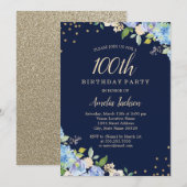 Sparkle Floral Blue 100ste verpartij Kaart (Voorkant / Achterkant)