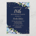 Sparkle Floral Blue 18th Birthday Party Kaart<br><div class="desc">griepvaccinaties in de Little Bayleigh Store.</div>