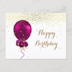 Sparkle Floral Happy Birthday-ballon Briefkaart