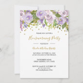 Sparkle Floral Paarse Housewarming Party Uitnodige Kaart (Voorkant)