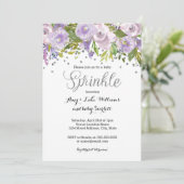 Sparkle Floral Paarse Sprinkle Baby shower Kaart (Staand voorkant)