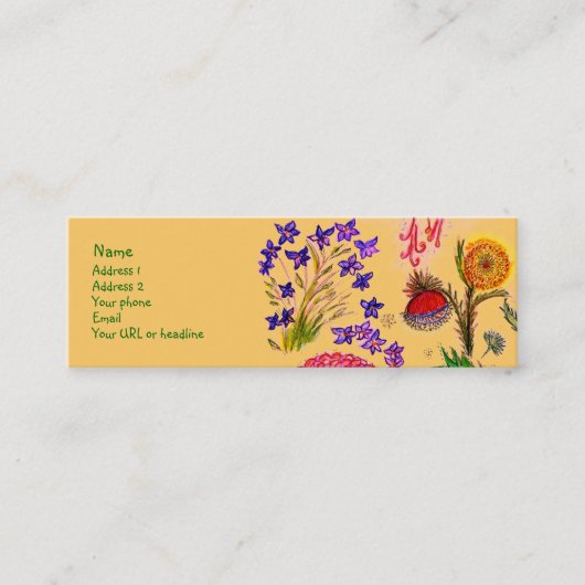 Sparkle Flowers-kaart. Mini Visitekaartje (Voorkant)