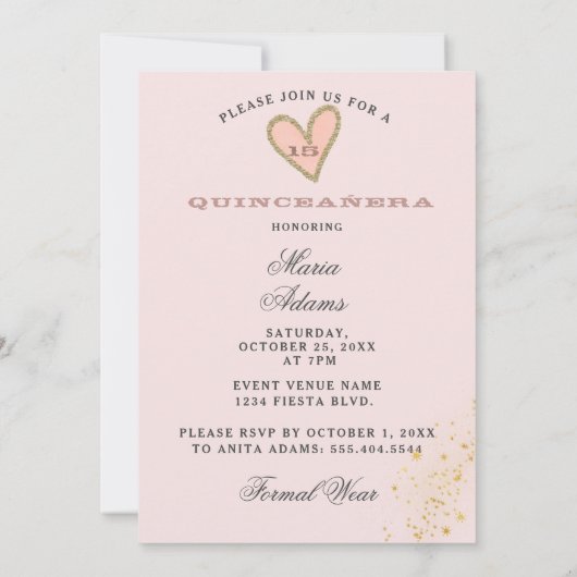 Sparkle Formele roze en Gouden Updo Kaart (Achterkant)