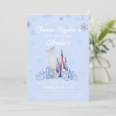 Sparkle Frozen Kingdom Kasteel 1e Verjaardag Kaart (Staand voorkant)