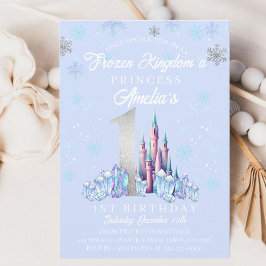 Sparkle Frozen Kingdom Kasteel 1e Verjaardag Kaart