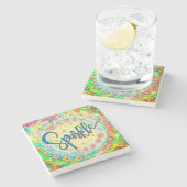 Sparkle Fun Kleurrijke Whimsical Inspirerend Drink Stenen Onderzetter (Zijkant)