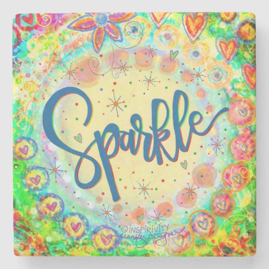 Sparkle Fun Kleurrijke Whimsical Inspirerend Drink Stenen Onderzetter (Voorkant)