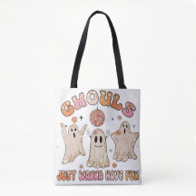 Sparkle Funny Ghouls Halloween Canvas tas
