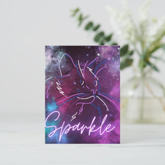 "Sparkle" Galaxy Cat Kaart (Staand voorkant)