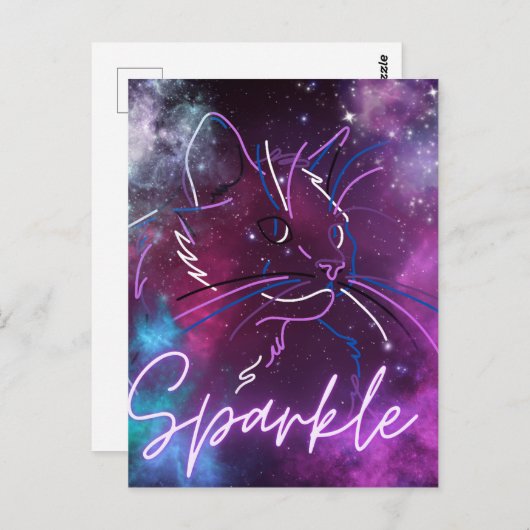 "Sparkle" Galaxy Cat Kaart (Voorkant / Achterkant)