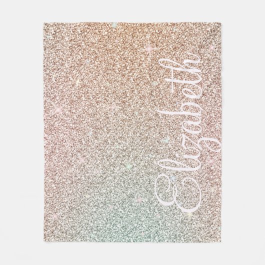 Sparkle! Gepersonaliseerd Roos Gouden Glitter Iris Fleece Deken (Voorkant)