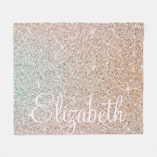 Sparkle! Gepersonaliseerd Roos Gouden Glitter Iris Fleece Deken (Voorkant (Horizontaal))