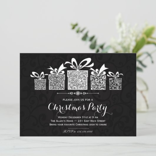 Sparkle Gift Chrismas Uitnodiging (Staand voorkant)