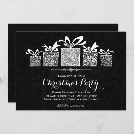 Sparkle Gift Chrismas Uitnodiging (Voorkant / Achterkant)