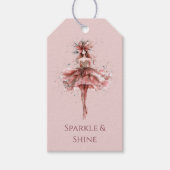 Sparkle Girl in Pink Rose Gold Dress Cadeaulabel (Voorkant)