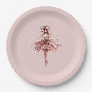 Sparkle Girl in Pink Rose Gold Dress Papieren Bordje