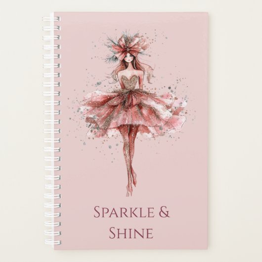 Sparkle Girl in Pink Rose Gold Dress Planner (Voorkant)