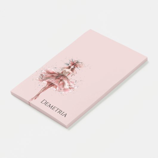 Sparkle Girl in Pink Rose Gold Dress Post-it® Notes (Schuin)