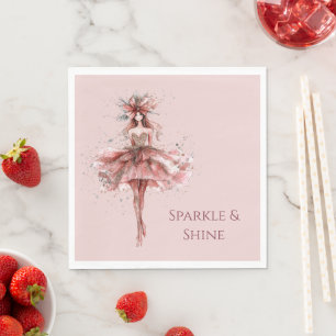Sparkle Girl in Pink Rose Gold Dress Servet
