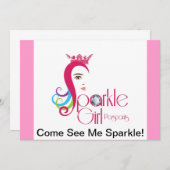 Sparkle Girl Pageant Invitations Kaart (Voorkant / Achterkant)