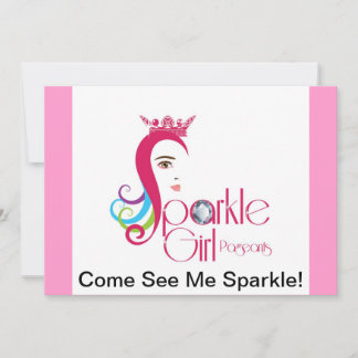 Sparkle Girl Pageant Invitations Kaart