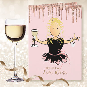 Sparkle Girlie Wine Glitter Birthday Kaart voor ha