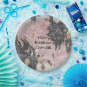 Sparkle Girly Pink Black Gold Cowgirl Koeienhuid Papieren Bordje (Feest)