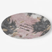 Sparkle Girly Pink Black Gold Cowgirl Koeienhuid Papieren Bordje (Gekanteld)