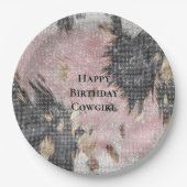 Sparkle Girly Pink Black Gold Cowgirl Koeienhuid Papieren Bordje (Voorkant)