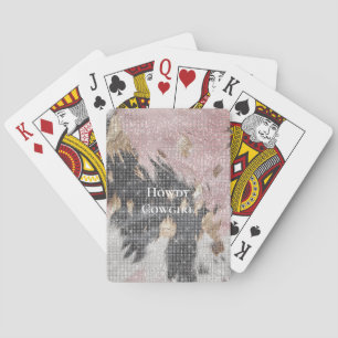 Sparkle Girly Pink Black Gold Cowgirl Koeienhuid Pokerkaarten