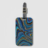 Sparkle Glam Glitter girale kunstblauw Bagagelabel (Voorkant (verticaal))