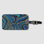 Sparkle Glam Glitter girale kunstblauw Bagagelabel (Voorkant (horizontaal))