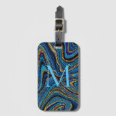 Sparkle Glam Glitter girale kunstblauw Bagagelabel (Voorkant (verticaal))