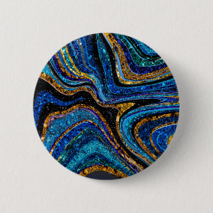 Sparkle Glam Glitter girale kunstblauw Ronde Button 5,7 Cm