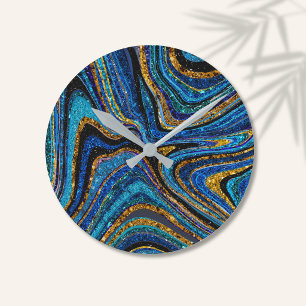 Sparkle Glam Glitter girale kunstblauw Ronde Klok
