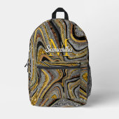 Sparkle Glam Glitter girale marmer grijs goud Bedrukte Rugzak (Voorkant)