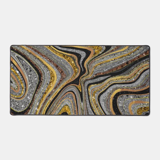 Sparkle Glam Glitter girale marmer grijs goud Bureaumat (Voorkant)