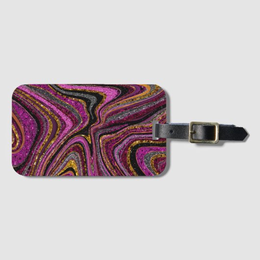 Sparkle Glam Glitter girale marmer roze Bagagelabel (Voorkant (horizontaal))