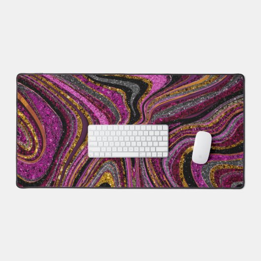 Sparkle Glam Glitter girale marmer roze Bureaumat (Keyboard & Muis)
