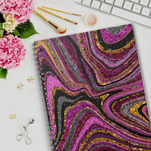 Sparkle Glam Glitter girale marmer roze Notitieboek
