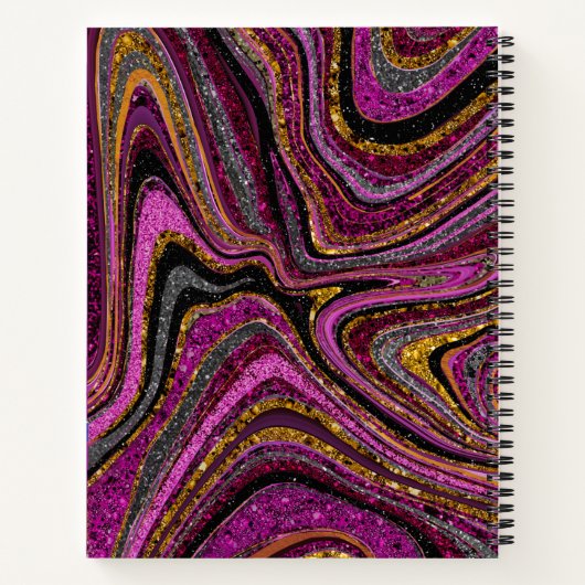 Sparkle Glam Glitter girale marmer roze Notitieboek (Achterkant)