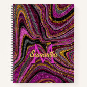 Sparkle Glam Glitter girale marmer roze Notitieboek (Voorkant)