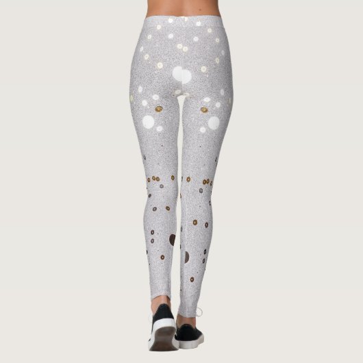 Sparkle Glam Glitter girly marble art grijs Leggings (Achterkant)