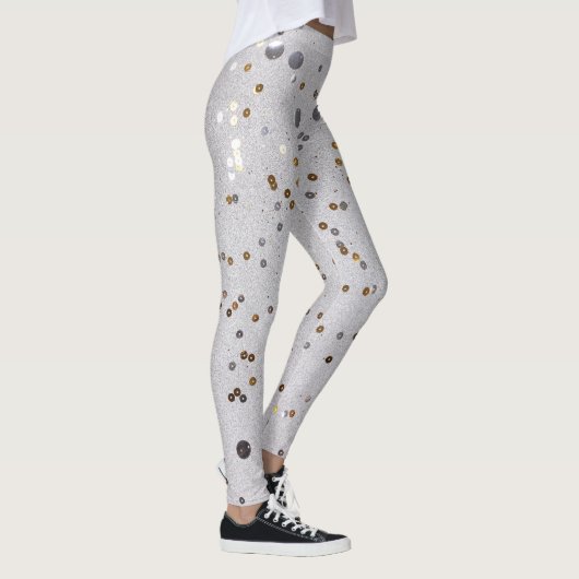 Sparkle Glam Glitter girly marble art grijs Leggings (Rechts)