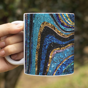 Sparkle Glam Glitter meisjesachtige marmeren kunst Koffiemok