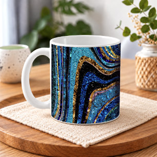 Sparkle Glam Glitter meisjesachtige marmeren kunst Koffiemok