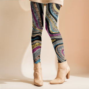 Sparkle Glam Glitter meisjesachtige marmeren kunst Leggings