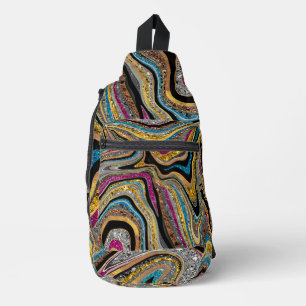 Sparkle Glam glittery meisjesachtige marmeren kuns Sling Bag