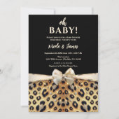 Sparkle Glam Gold Black Leopard Print Baby shower Kaart (Voorkant)