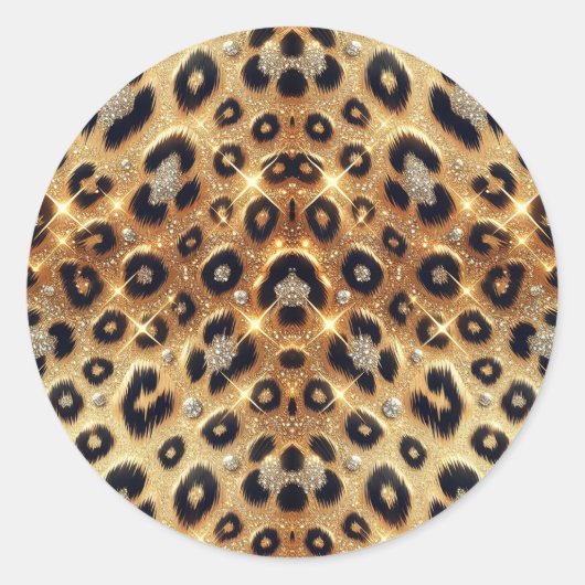 Sparkle Glam Goud Zwart Leopard Cheetah Print Ronde Sticker (Voorkant)
